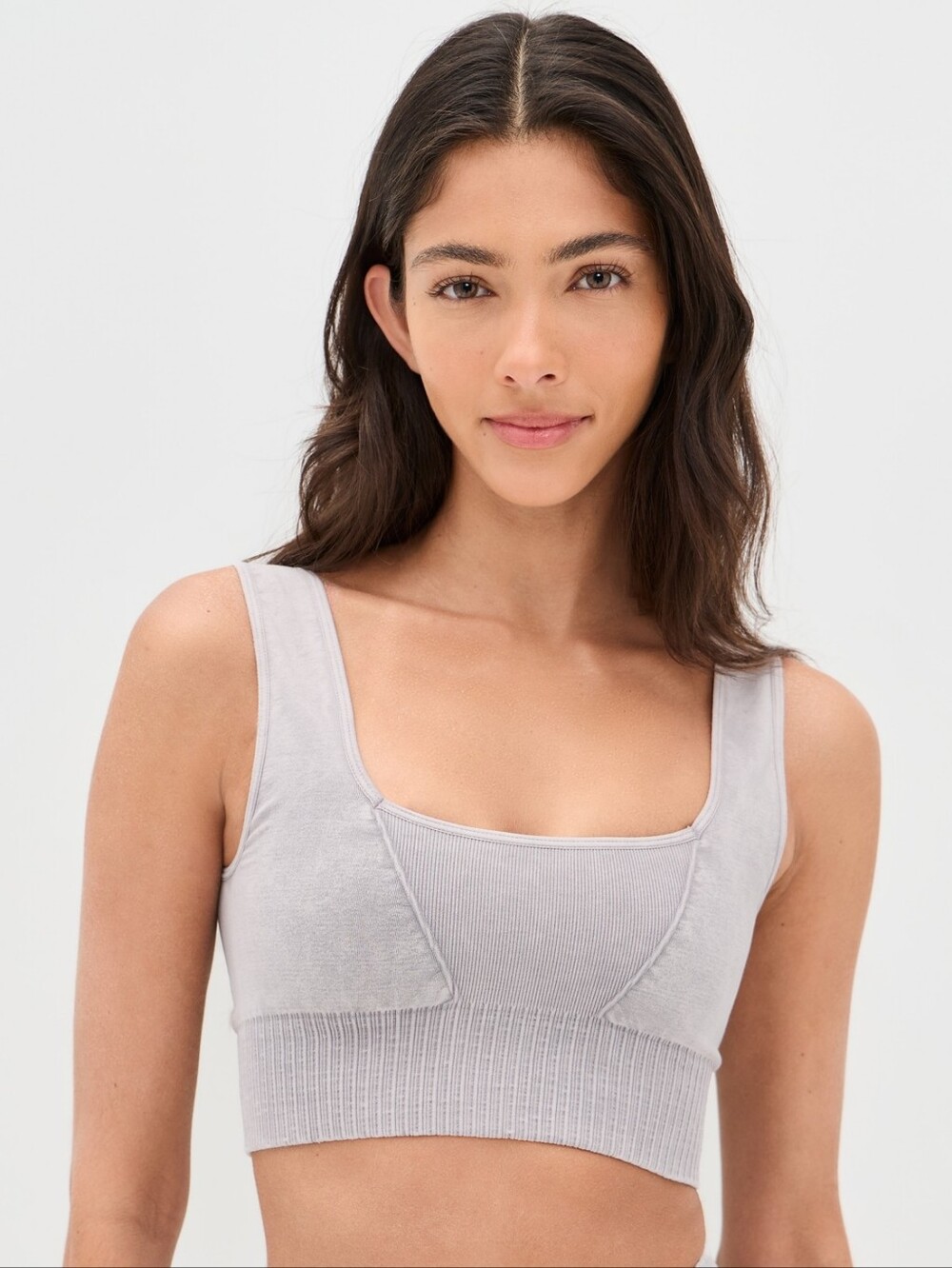 FP Movement by Free People Ribbed Scoop Neck Crop Bralette - Light Gray